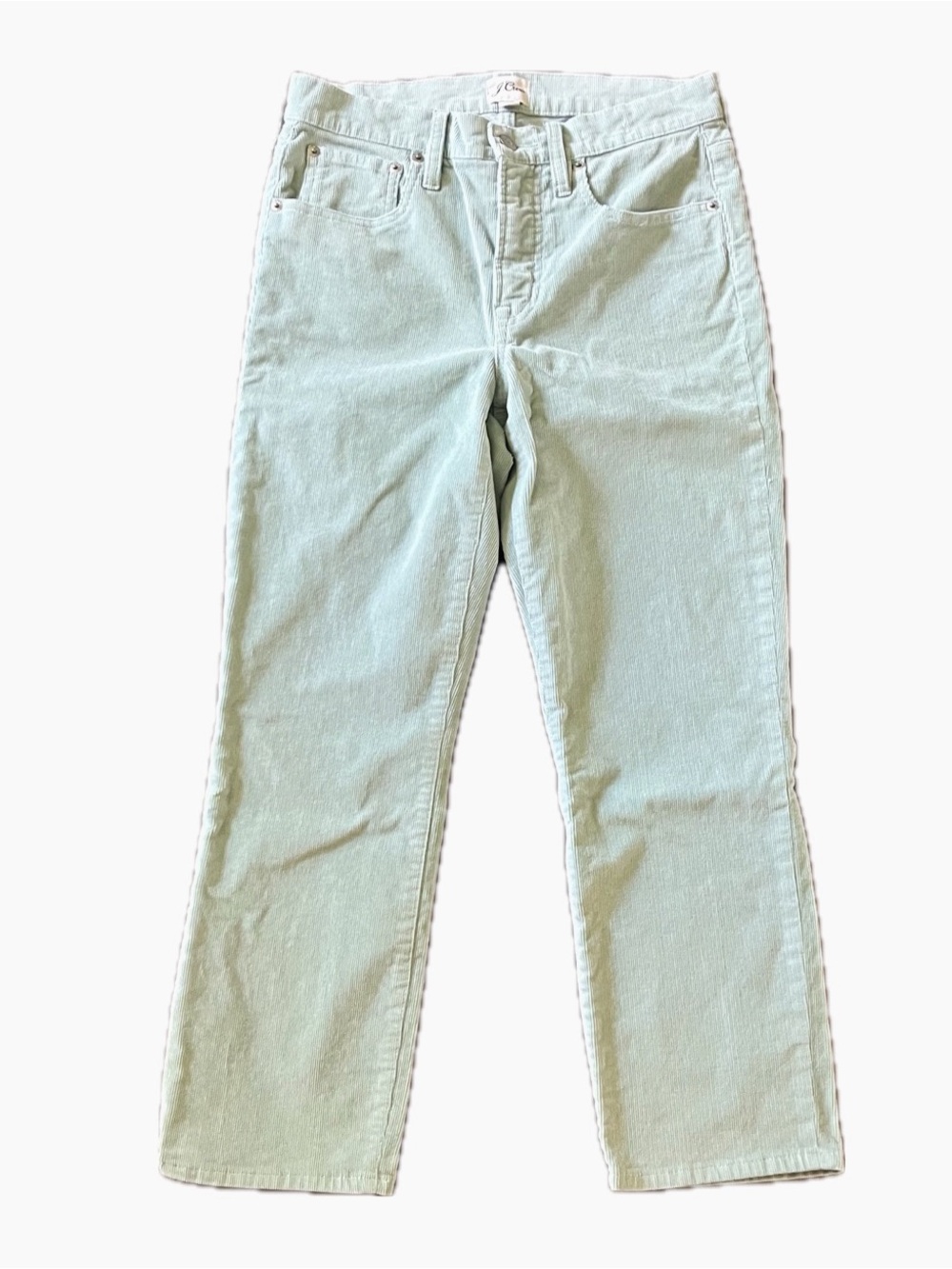 J. CREW Women's Vintage Slim Straight Corduroy Pants Jeans Mint Size 27 Petite